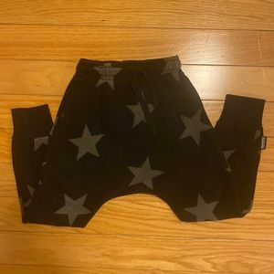 nununu French Terry Star Pants 100% cotton. Black&grey.Unisex size 4-5.Like new.